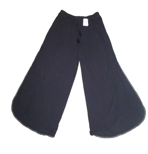 New black beach pants split leg drawstring pull on Chelsea 28 large - Picture 1 of 8
