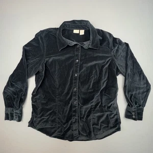 LL Bean Shirt Womens XL Black Button Down Long Sleeve Velvet Casual Outdoors - Picture 1 of 7