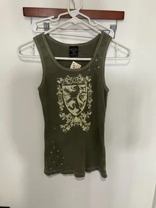 Sledge USA Damen Y2K Grafik Tanktop, olivgrün, Medium, neu mit Etikett - Bild 1 von 3