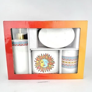 Ensemble porte-brosse à dents distributeur de savon vintage Sun Moon salle de bain céleste 4 pièces - Photo 1/11