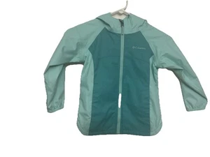Columbia Girls Hooded Windbreaker Jacket Fullzip Lined 4T Embroidered Logo Teal - Picture 1 of 22