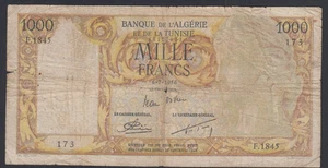 (FR1) Billet ALGERIE et TUNISIE 1000 Francs 6-7-1956 N° F.1845 173, lartdesgents - Imagen 1 de 2