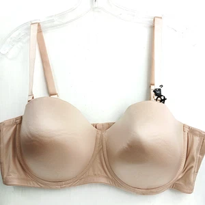 City Chic Adore Women's Underwire Boned Strapless Bra in Tan Mocha Size 44D - Picture 1 of 9