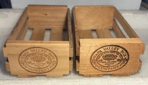 Napa Valley 12 Cassette Tape Holder Pine Wooden Storage Box Crate Lot (2) - Picture 1 of 3