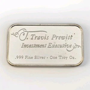 J. Travis Prewitt Investment Executive Pruitt Group 1oz Silver Bar Rare Ingot - Picture 1 of 3