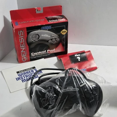 Sega Genesis & CD Control Pad 1650 Controller In Box + Sega Visions Card Manual - Image 1 of 4