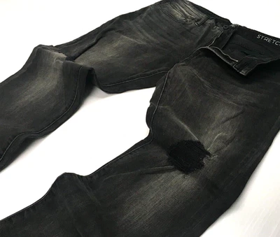 Винтажные выстиранные состаренные измельченные эластичные узкие сужающиеся джинсы Prps черные - Изображение 1 из 4