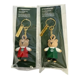 2 Starbucks Holiday Collection 2025 Bearista Lid Stopper Bear Red & Green apron - Picture 1 of 2