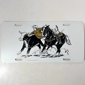 Don Slater Vintage 1970’s License Plate Rodeo Cowboy Horse Bull Riding Trick - Bild 1 von 5