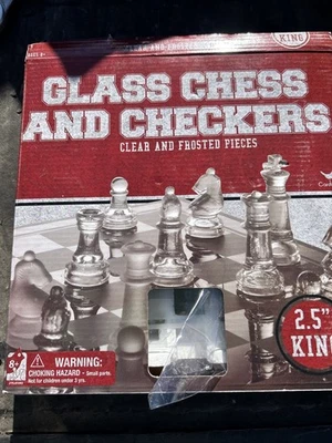 Juego de ajedrez de vidrio elegante vidrio macizo transparente y esmerilado con tablero de vidrio ahumado en caja Foto 1 de 4