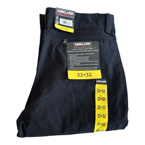 Kirkland Signature Men’s Stretch Tech Pants 32x32 Black Water Resistant - Picture 1 of 10