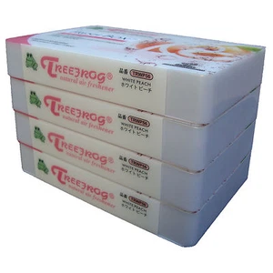 PAQUETE DE 4 AMBIENTADOR DE COCHE CAJA FRESCA TREEFROG (también conocido como XTREME FRESCO) BLANCO MELOCOTÓN JDM - Imagen 1 de 4