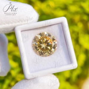 Natural Champagne Color Loose Moissanite Stone Round Gemstones GRA Certificate - Picture 1 of 24