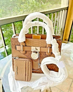 Michael Kors Hamilton SM Satchel Crossbody Bag+Zip Card Case Wallet (Dusk Multi) - Picture 1 of 15