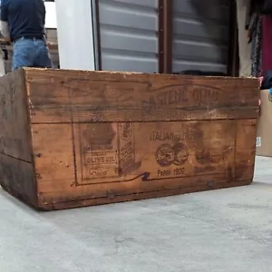 Vintage Pastene Olive Oil Heavy Wooden Box Crate - Picture 1 of 9