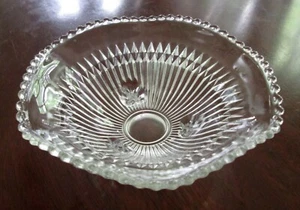 JEANNETTE Anniversary Clear 3 Footed Open Candy Dish(es) Ribs / Rays & Diamonds - Picture 1 of 4
