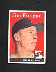 1958 TOPPS #136 JIM FINIGAN AUTO - AUTOGRAPHED - SIGNED  AUTOGRAPH - SUPER RARE!