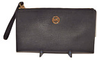 Michael | Michael Kors Mk Fulton Leather Zip Clutch Wristlet Wallet Black Gold