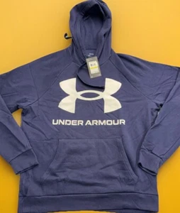 NUEVO CON ETIQUETAS Under Armour Sudadera con Capucha Azul Oscuro Grande Logo Canguro Bolsillo Talla M - Imagen 1 de 4