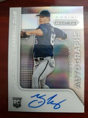 TREVOR MAY 2015 PANINI PRIZM ON CARD ROOKIE AUTO PRIZM CARD # 67. NEW  - Image 1 of 2