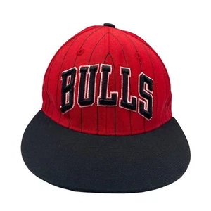 Chicago Bulls Stripe Hat Snapback Black Red Cap Adult NBA Adidas - Picture 1 of 5