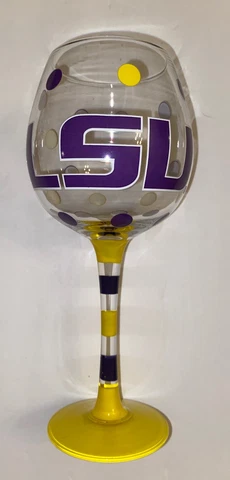 LSU TIGERS Stemmed Wine Champagne Glass Drinkware by Mainstreet Collection EUC Cover