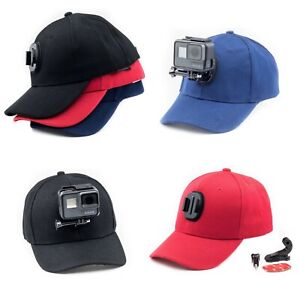 Baseball Cap Hat with Action Cam Mount for GoPro Akaso Apeman Etc Blue Black Red