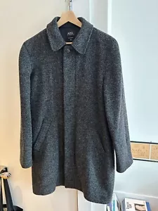 APC Men’s Pete Overcoat/Raincoat Heather Charcoal Gray Size Medium - Picture 1 of 6
