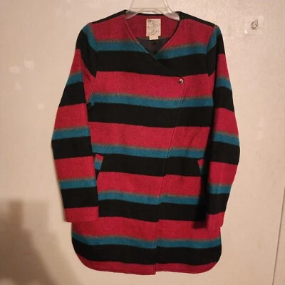 Anthropologie тюль шерстяная смесь в полоску пальто кнопка женщин размер M - Изображение 1 из 4