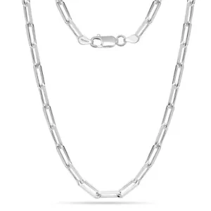 925 Sterling Silver Jewelry 4.5MM Paper Clip Link Chain Necklace for Women Men's - Picture 1 of 7