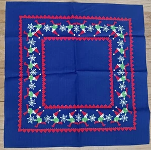 Christmas Elves and Snowflakes Small approx. 24 1/2 inch Square Cloth Tablecloth - Picture 1 of 3