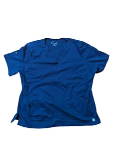 Butter Soft Scrub Top Womens 2XL Dark Blue Short Sleeve Pockets Hospital Medical - Picture 1 of 5