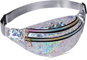 Holographic Fanny Pack For Women Fashion Water Resistant Waist Bag With Adjustab - Picture 1 of 11
