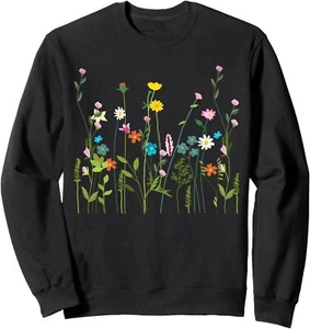 Women Wildflower Summer Flowers Blooming Floral Graphic Sweatshirt - Picture 1 of 6
