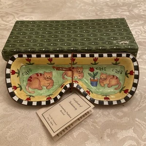 Kelvin Chen Sammlerstück emailliertes Brillenetui datiert 1999 Nr. 1441 Katzen - Bild 1 von 5