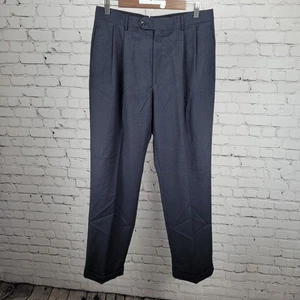 Jos A Bank Navy Classic Collection Houndstooth Pleated Cuffed Dress Pants 31x32 - Picture 1 of 15