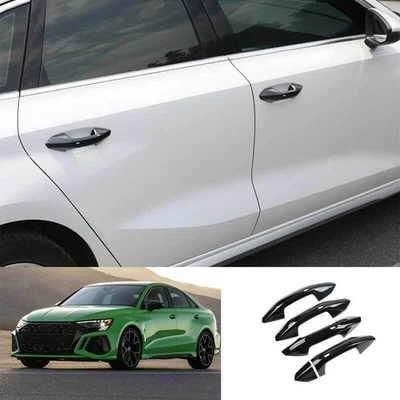 Para Audi A3 S3 RS3 2022-2023 Preto Brilhante Lateral Smart Tampa de Maçaneta de Porta Guarnição 5 peças - Imagem 1 de 4
