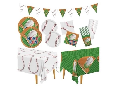Kit de suministros de fiesta de béisbol para 24 - Completo con platos de cena y postre Foto 1 de 4