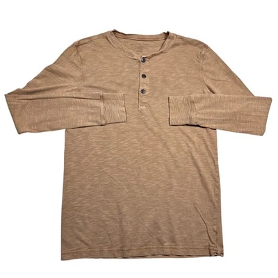 American Eagle Men Tan Long Sleeve Cotton Henley Shirt S Preppy Casual Career - Image 1 of 4
