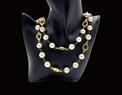 CHANEL Collar Colgante Gargantilla AUTÉNTICA Oro Kenken Gripoix Perla COCO Gp CC Logo Foto 1 de 4