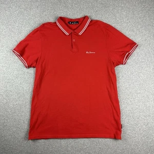 Ben Sherman Romford Men's Pique Polo Shirt Size 2XL Regular Fit Red Organic - Foto 1 di 13