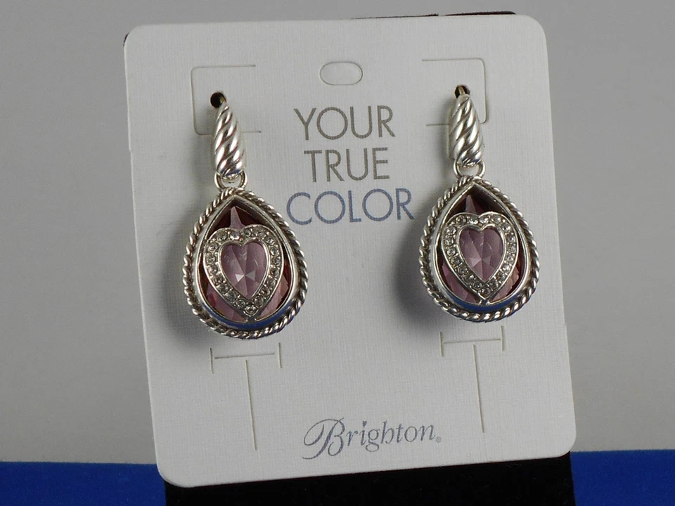 Pendientes Brighton Chapados en Plata SUS VERDADEROS COLORES Rosa CORAZÓN VALIENTE JE8603 Foto 1 de 1