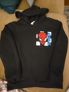 Marvel Spiderman Black Pullover Hoodie  Sweatshirt Youth 6-8 - Picture 1 of 6