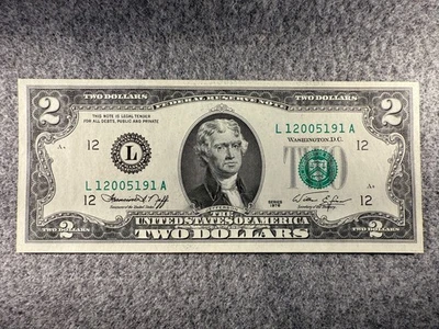 1976 $2 Dollar U.S. Federal Reserve UNC Note San Francisco Fr#1935 SPC1131 - Image 1 of 3