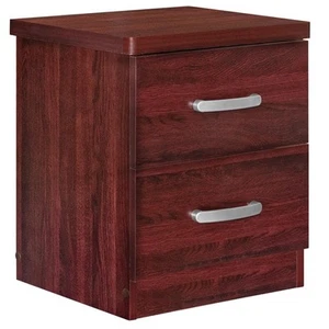 Pemberly Row Contemporary Faux Wood 2 Drawer Nightstand in Mahogany - Picture 1 of 7