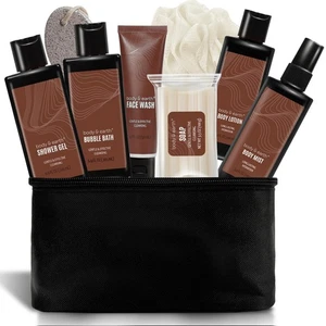 Bath and Body Gift Baskets for Men Sandalwood Mens Bath Set with Body Lotion,... - Picture 1 of 7