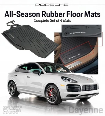 2023-2026 Genuine Porsche Cayenne All-Weather Floor Mats - Black - Image 1 of 3