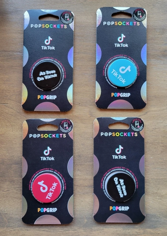 PopSocket -as Seen on Tik Tok - Black Phone Grip and Stand Swappable Top