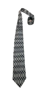 Vestimenta Men's Silk Necktie Made in Italy Designer Standard Size - Gray Black - Picture 1 of 4