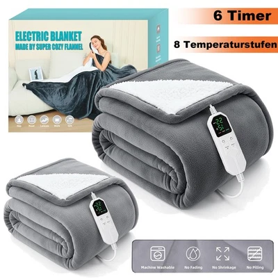 Electric Heated Blanket Thermal Blanket Thermal Underbed Heating Mat 6 Timer 8 Heat Settings - Image 1 of 4